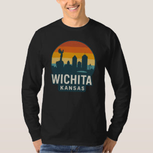 Camiseta Wichita Kansas Skyline Sunset   Cidade Retroativa 