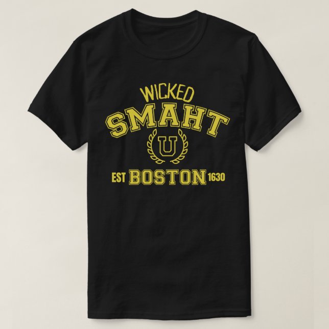 Camiseta Wicked Smaht U Boston est 1630 2 (Frente do Design)