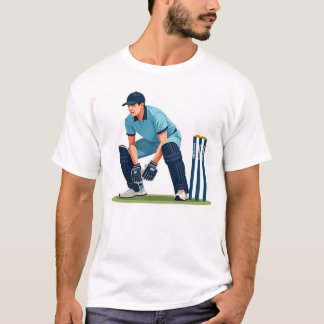 Camiseta Wicket Keeper em ação catando bola de críquete