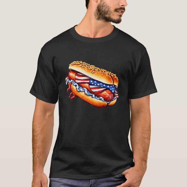 Camiseta Wiener Hotdog Costume USA 4th of July Party Outfit (Frente)