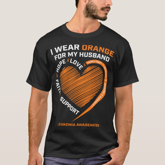 Camiseta Wife I Wear Orange For My Husband Leukemia (Frente)