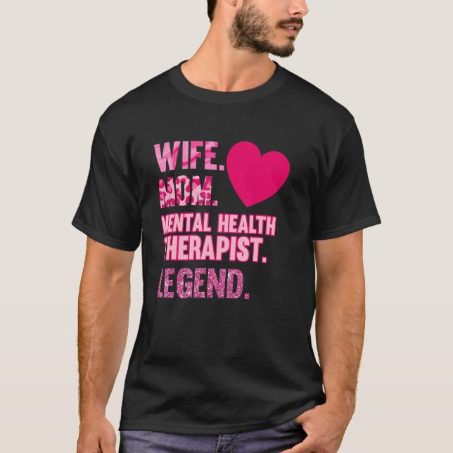 Camiseta Wife Mom Mental Health Therapist Awareness Green G (Frente)