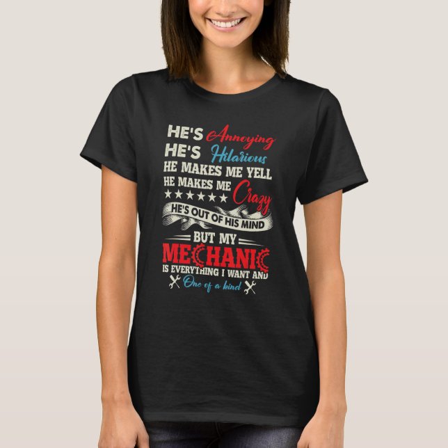 Camiseta Wife of Mechanic  married to mechanic (Frente)
