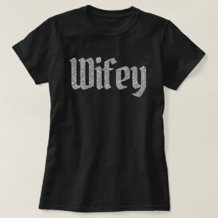 Camiseta Wifey de brilho de prata
