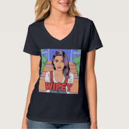 Camiseta Wifey Womens V-Neck T Shirt