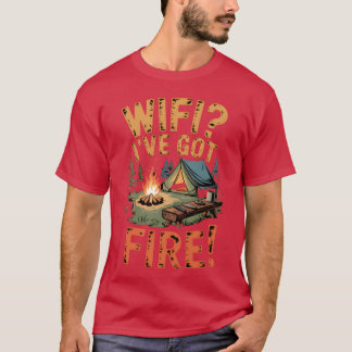 Camiseta WiFi Eu Tenho Fogo Vida de Acampamento Bushcraft a
