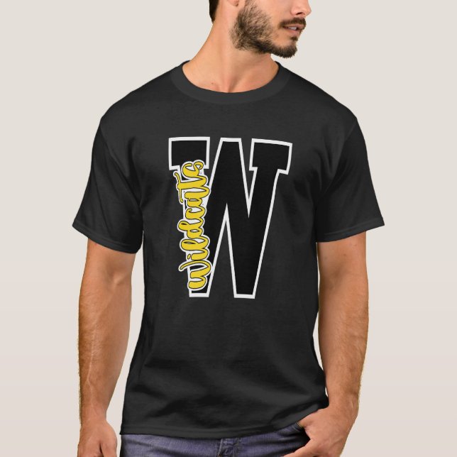 Camiseta Wilcats - Letra School Spirit Mascot Black Yellow (Frente)