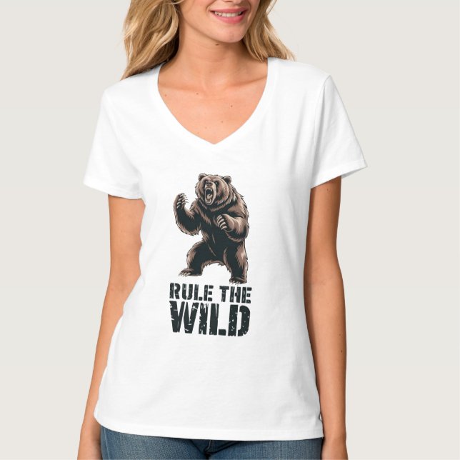 Camiseta Wild Dominance: Roaring Grizzly Power (Frente)