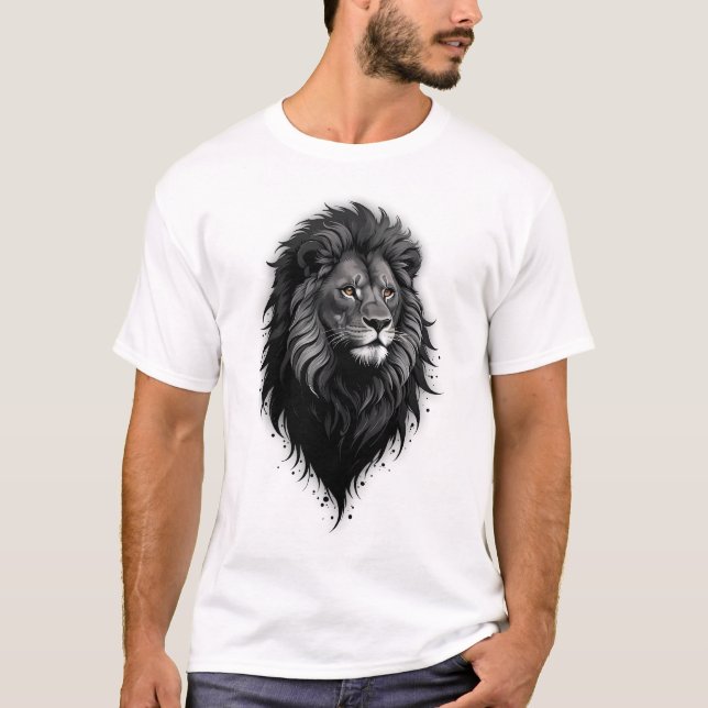 Camiseta Wild Grace: retrato impressionante de um leão (Frente)