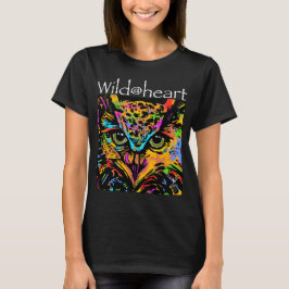 Camiseta Wild@heart animais coruja arco-íris