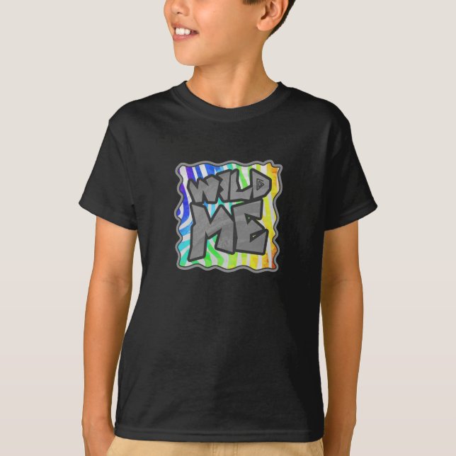 Camiseta Wild Me Zebra Rainbow e White Impressão (Frente)