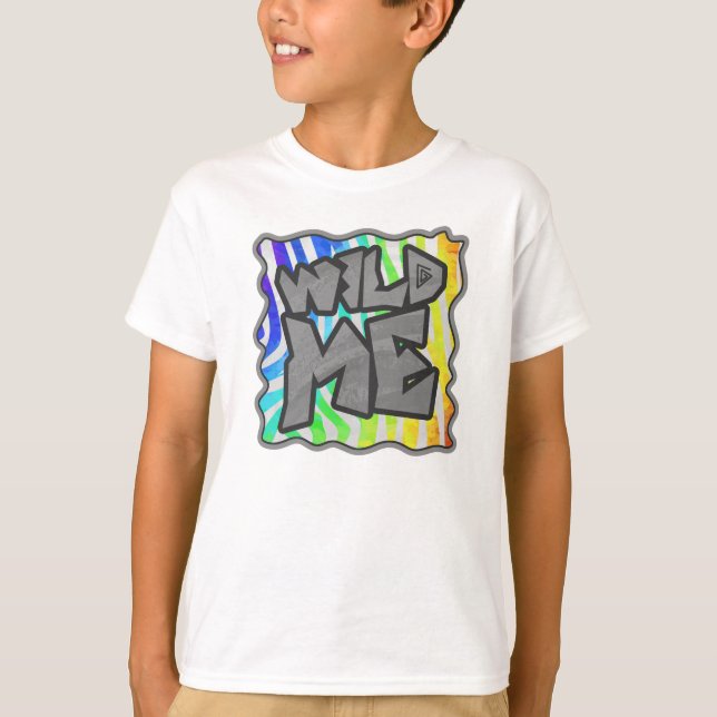 Camiseta Wild Me Zebra Rainbow e White Impressão (Frente)