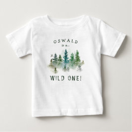 Camiseta Wild One 1º Aniversário Aquarela Florestal