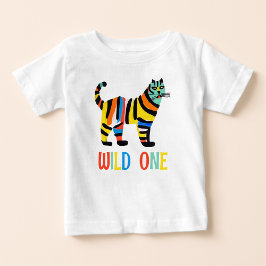 Camiseta Wild One Adorable Cólito Colorida Tiger Birthday