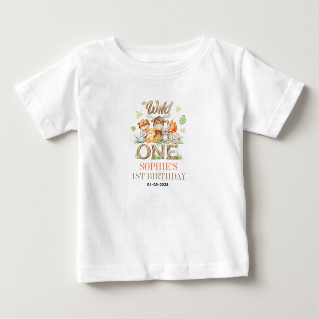 Camiseta Wild One Animal 1st Birthday Party | Safari Jungle (Frente)