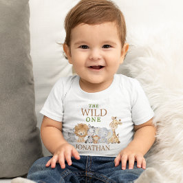 Camiseta Wild One Birthday Jungle Animals