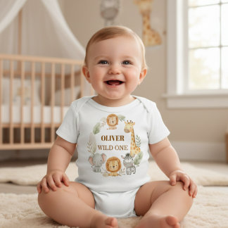 Camiseta Wild One Boy 1st Birthday Safari Baby