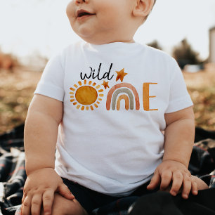 Camiseta Wild One First Birthday Rainbow and Sun Party