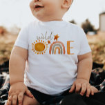 Camiseta Wild One First Birthday Rainbow and Sun Party<br><div class="desc">Cotovelo-aquarela bonito arco-íris e sol mr. uma camiseta festiva maravilhosa</div>