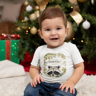Camiseta Wild One primeiro aniversario Woodland Raccoon