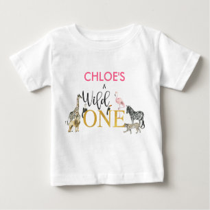 Camiseta Wild One Safari Animais primeiros aniversarios