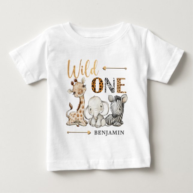 Camiseta WILD ONE Safari Personalizado Primeiro Aniversário (Frente)