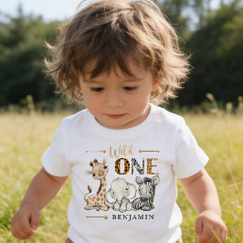 Camiseta WILD ONE Safari Primeiro Aniversário Bebê Personal