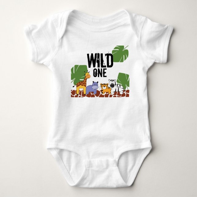 Camiseta "WILD ONE" Safari, Tema Selvagem Primeiro Aniversá (Frente)