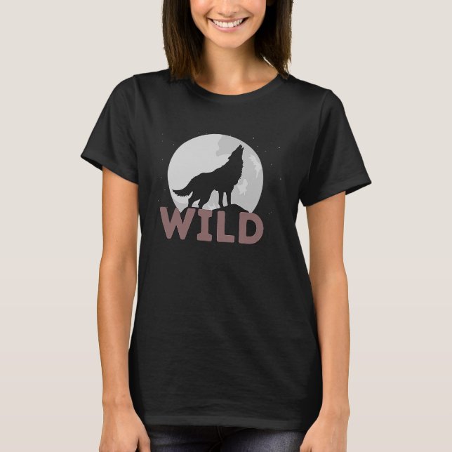 Camiseta Wilderness Wolf Nature Moon Survival ao ar livre (Frente)