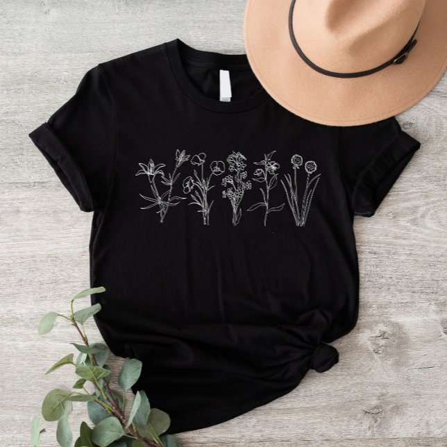 Camiseta Wildflower Botanical Boho Floral Garden White (Criador carregado)