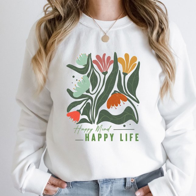 Camiseta Wildflower Happy Mind Happy Life (Criador carregado)