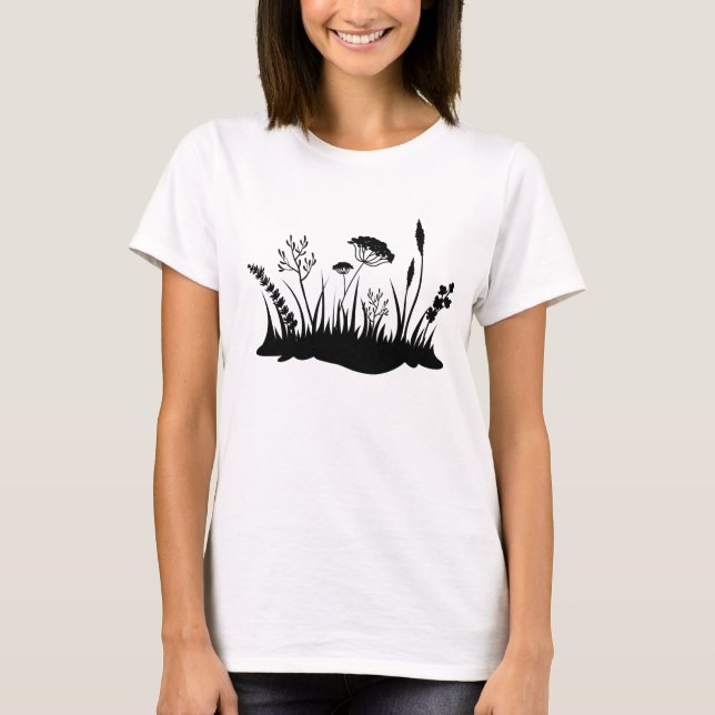Camiseta Wildflower meadow silhouette (Frente)