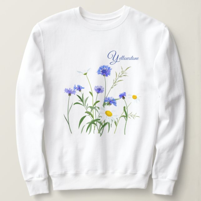 Camiseta Wildflowers do Camisola-Yellowstone das mulheres (Frente do Design)