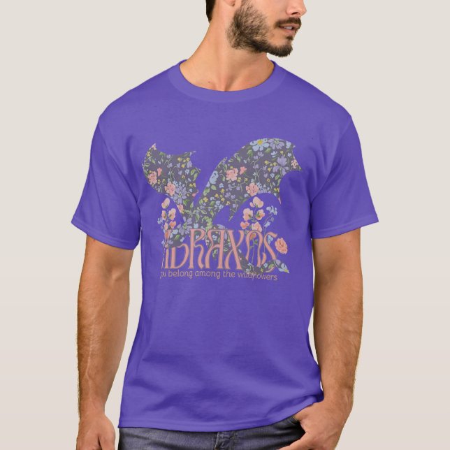 Camiseta Wildflowers Fantasy Dragon Bookish Reader - modern (Frente)