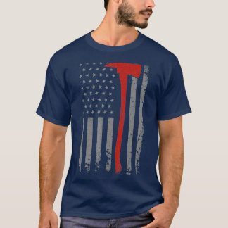 Camiseta Wildland Firefighter Axe American Flag Thin Red