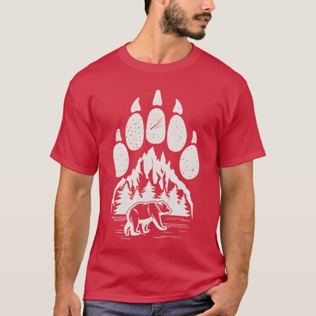 Camiseta Wildlife Bear Paw Nature Camping retro (Frente)