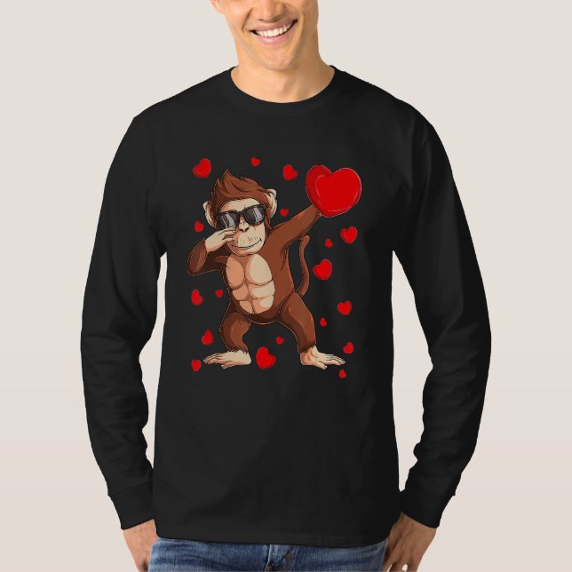 Camiseta Wildlife Dab Animals Dabbing Monkey Valentine's Da (Frente)