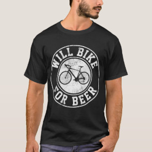 Camiseta Will Bike For Beer - Ciclo Engraçado Com Bicicleta