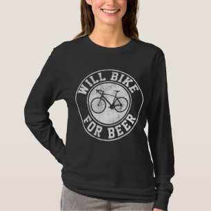 Camiseta Will Bike For Beer - Ciclo Engraçado Com Bicicleta