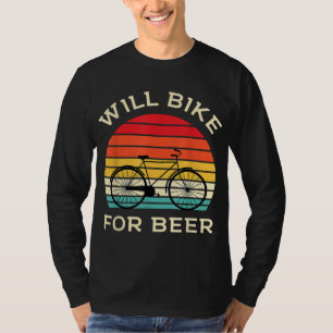 Camiseta Will Bike for Beer - Engraçado ciclismo e cerveja