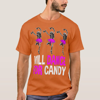Camiseta Will Dance For Candy Dancing Skeleton Halloween Sq