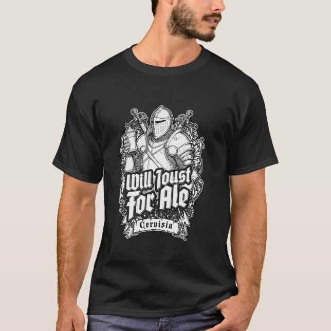 Camiseta Will Joust Para Ale Beer Engraçado Knight Medieval (Frente)