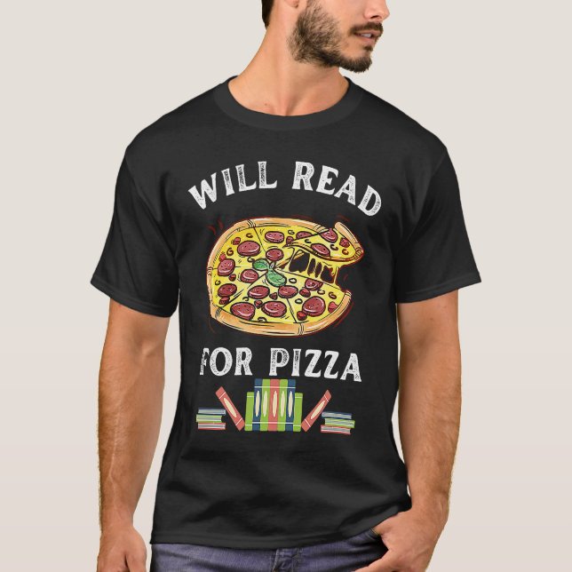 Camiseta Will Read For Pizza 90s Kids Reading Program  Read (Frente)