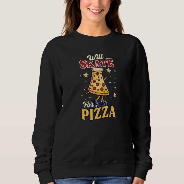 Camiseta Will Skate For Pizza Roller Derby (Frente)