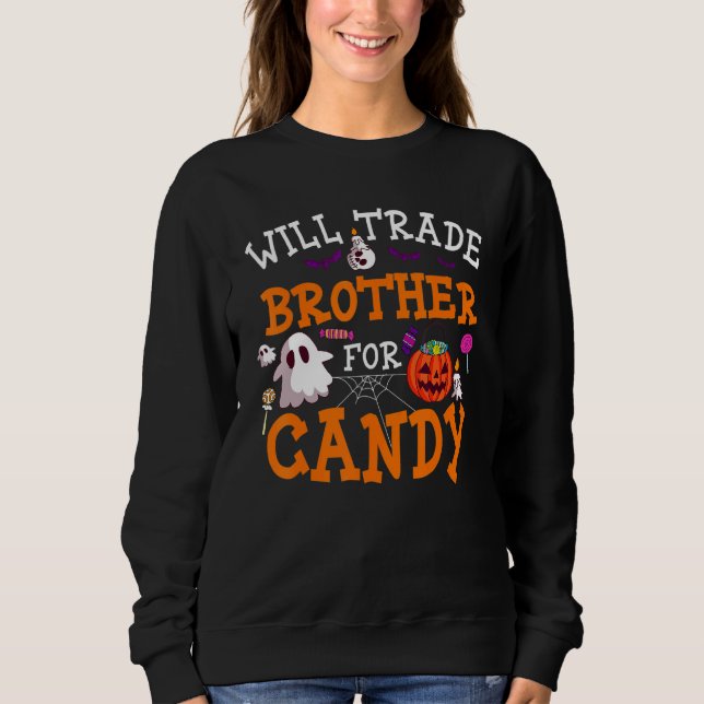 Camiseta Will Trade Brother For Candy Pumpkin Lantern Hallo (Frente)