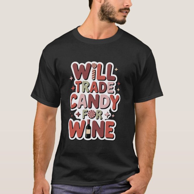 Camiseta Will Trade Candy for Wine Funny Halloween Women  (Frente)