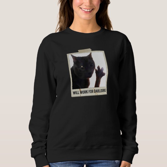 Camiseta Will Work For Dabloons, Funny Cat Dabloons (Frente)