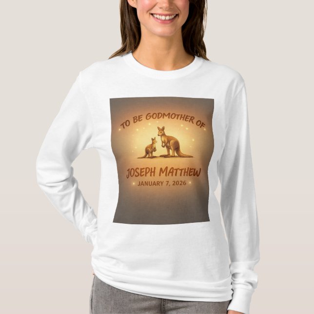 Camiseta Will You Be My Godmother?” Kangaroo Keepsake Desig (Frente)