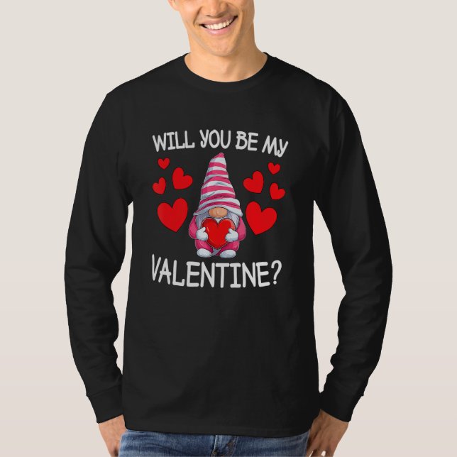 Camiseta Will You Be My Valentine Gnome Heart Valentines Da (Frente)