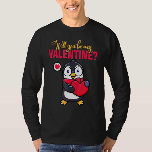 Camiseta Will You Be My Valentine Penguin Valentine's Day (Frente)